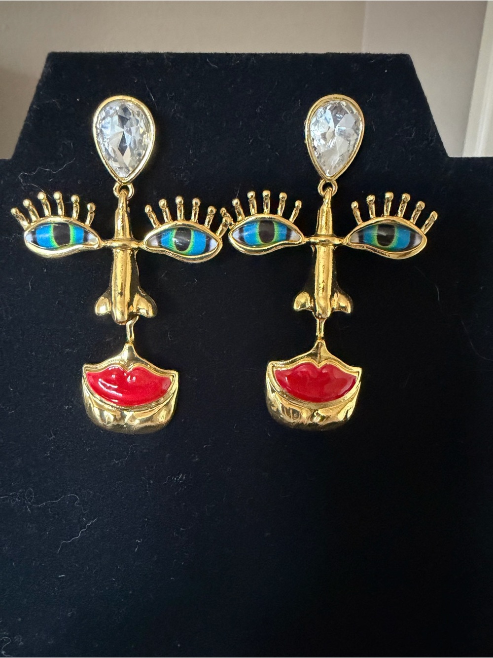 Gold Abstract Face Drop Earrings